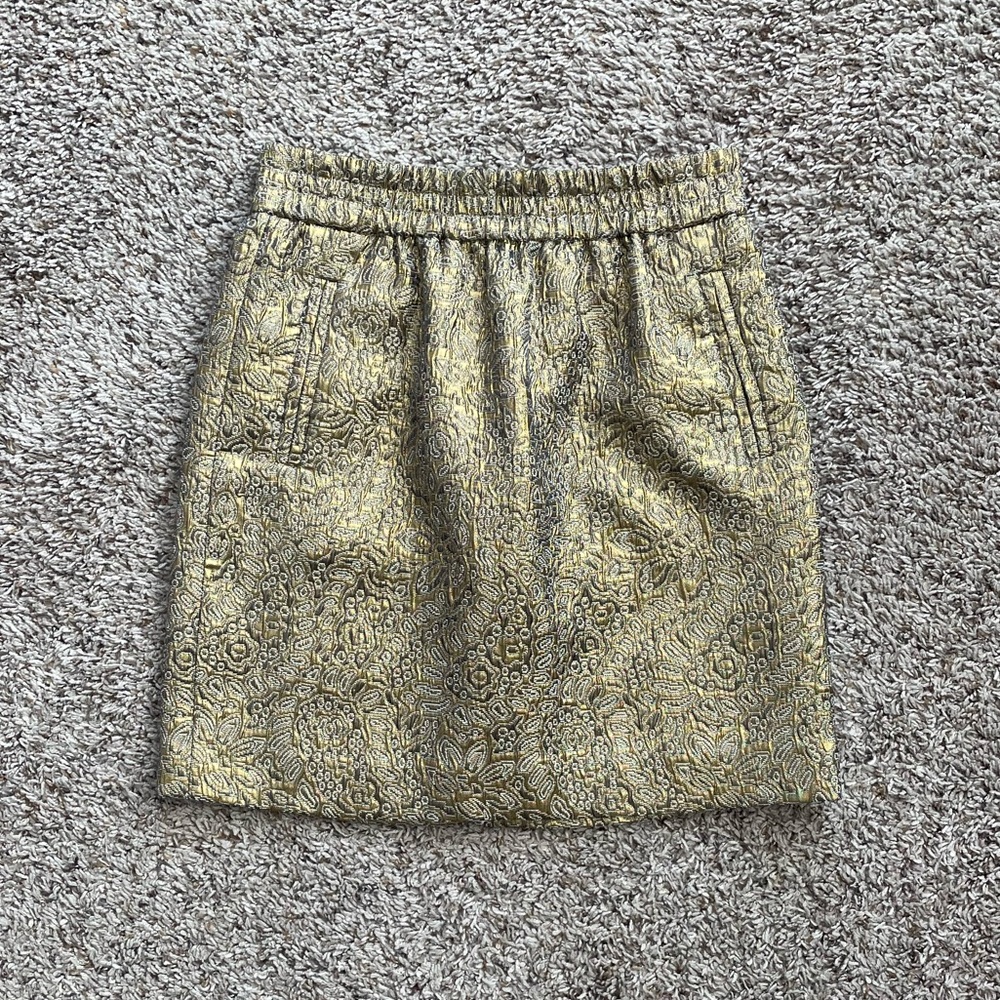 LOFT Metallic Gold Patterned Skirt
